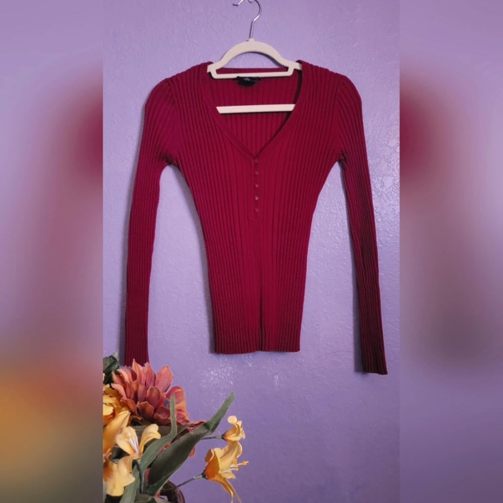 Ribbed V Sweater